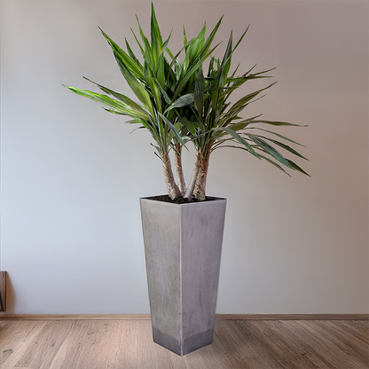 Extra Large Planter (Grey) - Square Opening, 12.6" W for Larger Sized Plants, 27.5" H, Indoor / Outdoor Use