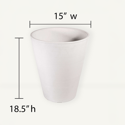 Extra Large Planter (White) - 15" W X 18.5" H, for Larger Sized Plants, Indoor / Outdoor Use