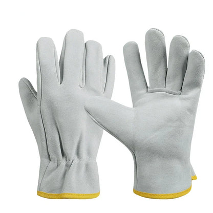 Leather Work Gloves - Size L, Available in Gray