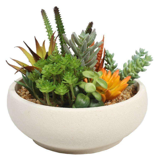 Artificial Succulents - Comes in 8" Stone Bowl