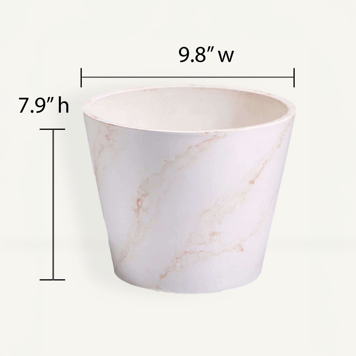 Large Plant Pot (Red & White) - 9.8" W for Larger Sized Plants