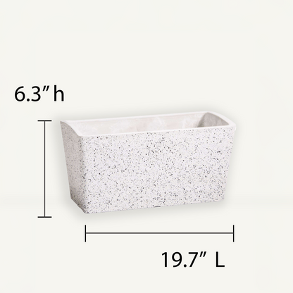 Planter Box (Marble White) - 19.7" L X 6.3" H, for Flowers or Medium Sized Plants, Indoor / Outdoor Use