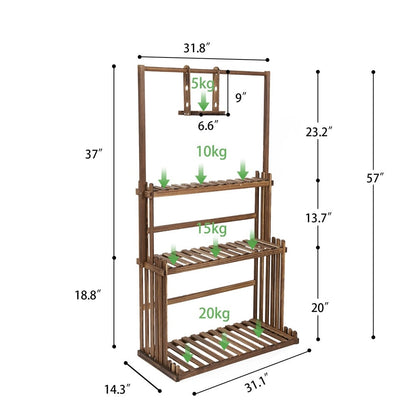 Plant Stand with 3 Platforms - 57" H, Pine Wood