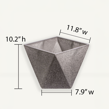 Square Planter (Grey) - 11.8" W for Larger Plants, Indoor / Outdoor Use