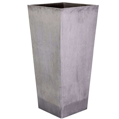 Industrial Square Pot (Grey) - 12.59" Width for Larger Sized Plants, 27.5" H