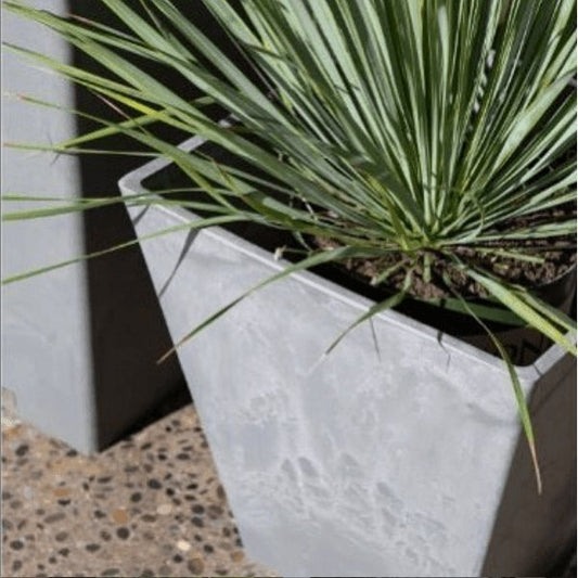 Industrial Square Pot (Grey) - 12.59" Width for Larger Sized Plants, 27.5" H