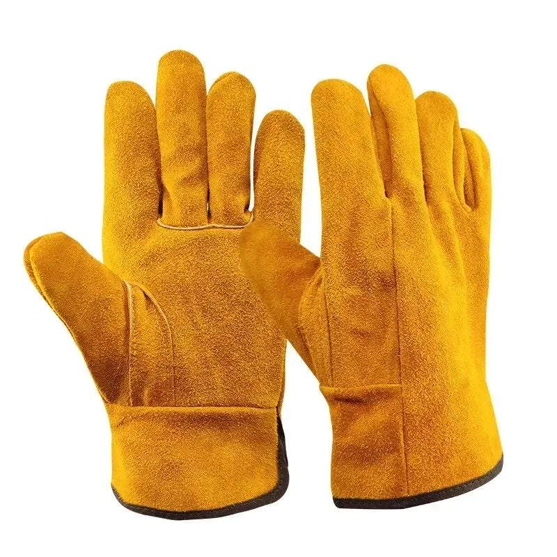 Leather Work Gloves - Size L, Available in Mustard