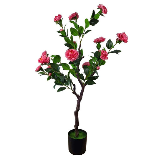 Artificial Camellia Tree - 3.3 ft Tall, Red