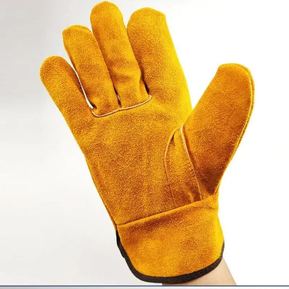 Leather Work Gloves - Size L, Available in Mustard