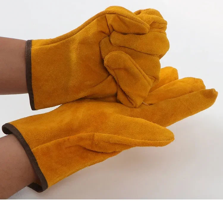 Leather Work Gloves - Size L, Available in Mustard